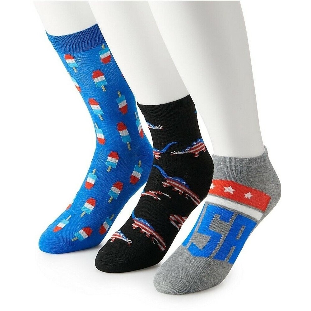 Men's 3 Pair American Proud Theme Socks  With Red Bandanna size  10-13  by HYP